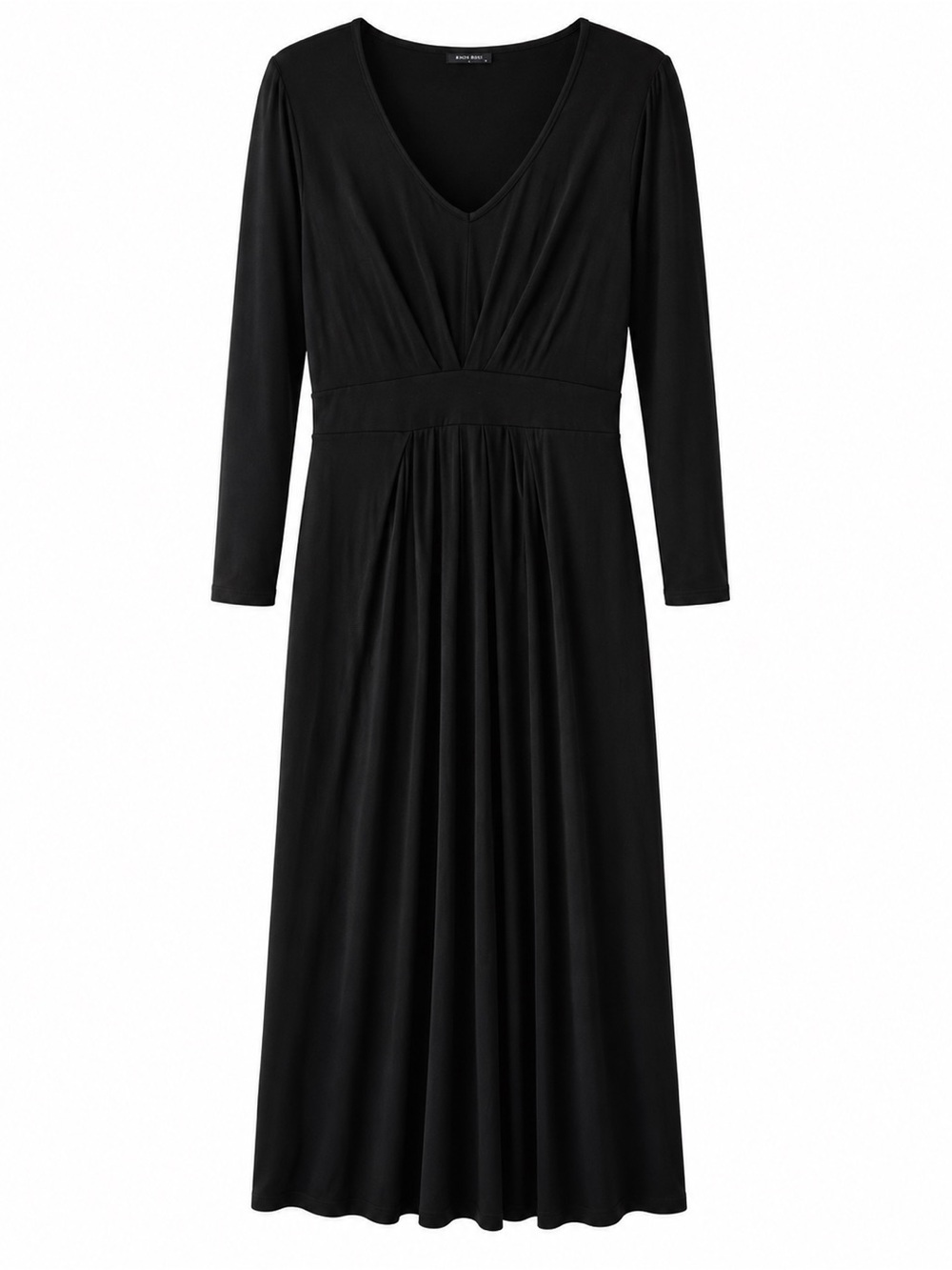 Classic Black V-Neck Long Sleeve Maxi Dress